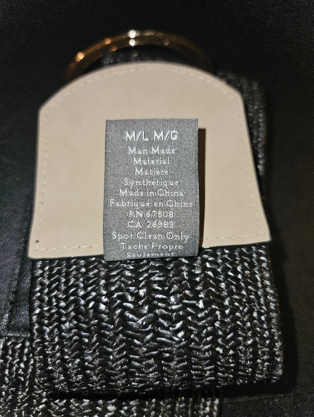Vince Camuto Black Raffia Stetch Statement Waist Belt Size M/L